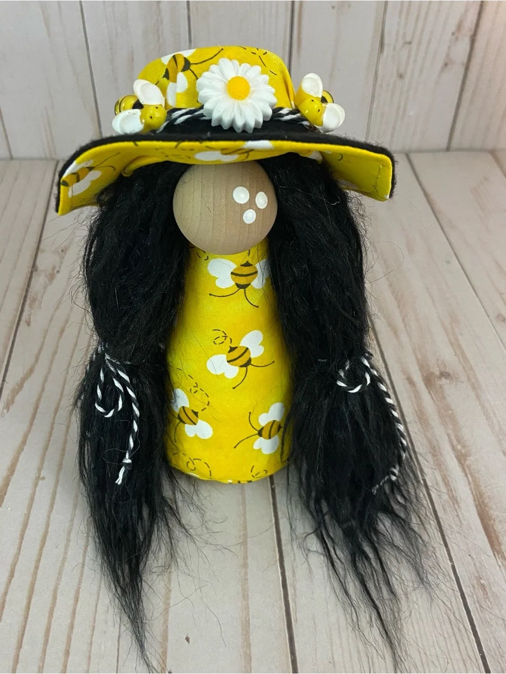 Handmade Bee Gnome Girl – Spring Summer Decor, Bumble Bee Tiered Tray Gnome - Picture 3 of 14